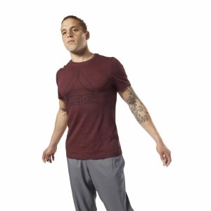 Reebok Training Essentials Marble Melange T Shirt Herren - Bordeaux - DE 271-BOR